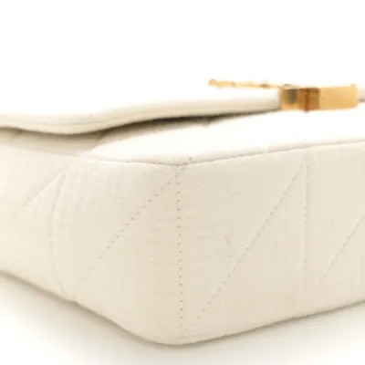 Saint Laurent Medium Jamie Bag Vanilla Ice Crinkle Monogram Cotton Patchwork Aged Gold Hardware