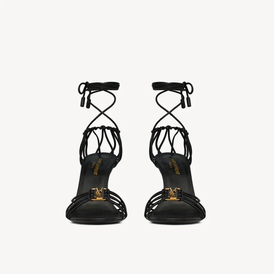 Yves Saint Laurent Black Sleek leather sandals with high heels