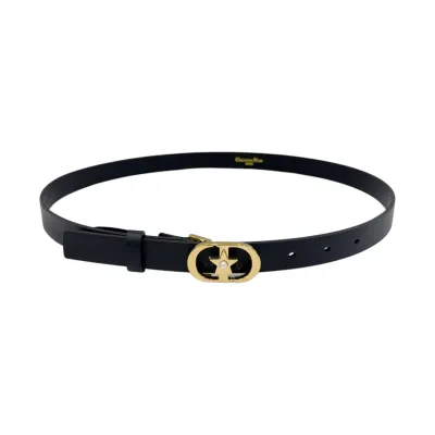 Dior Women' s Lucky 30 Montaigne Star Buckle Belt In Black/Red/White/Pink/Musturd/Brown/Khaki/Silver/Gold/Blue/Grey Calfskin With Gold/Silver Hardware 20mm