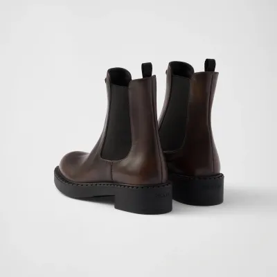PRADA Dark brown Leather Chelsea boots