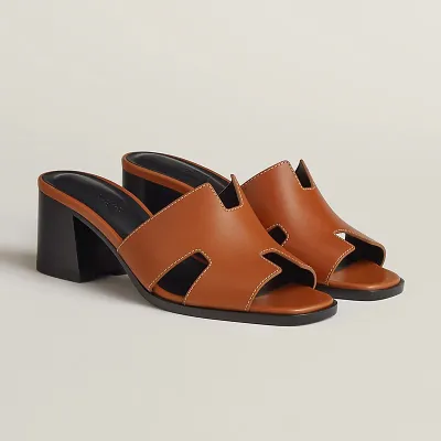 HERMES Helia Slippers High-heeled slippers Brown High Heels Sandal