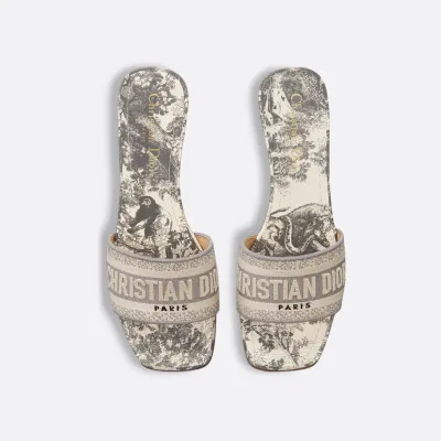 Dior grey thick bottom square head high-heeled slippers