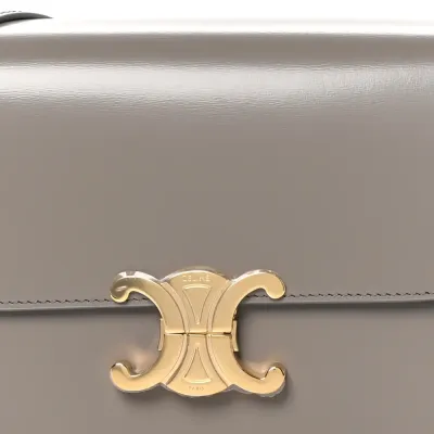 Celine Medium Triomphe Bag Pebble Shiny Calfskin Leather Gold Hardware