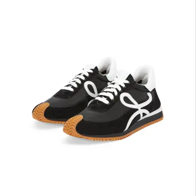 LOEWE Black suede and nylon smooth women's sneakers