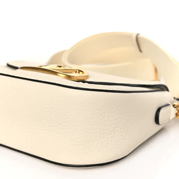 Valentino Garavani Small VLogo Top Handle Shoulder Bag Ivory Pebbled Calfskin Leather Incognito Hardware - Image 5