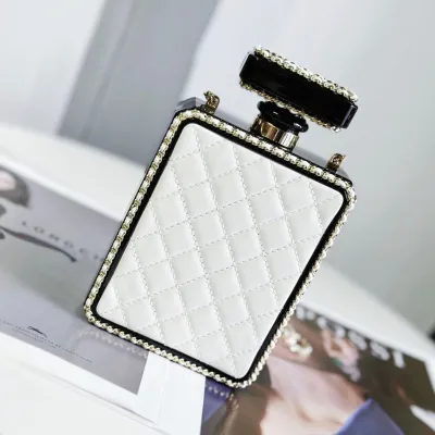 Chanel Perfume bottle leather White / Black crossbody bag