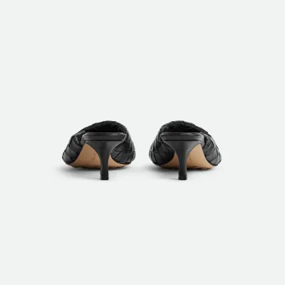 Bottega Veneta Blink Mule In Black Intrecciato Leather Kitten Heel Mule (Heel Height 4.5cm)