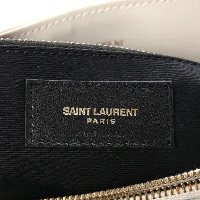 Saint Laurent Medium Loulou Chain Satchel Crema Soft Y-Quilted Monogram Calfskin Leather Silver Hardware