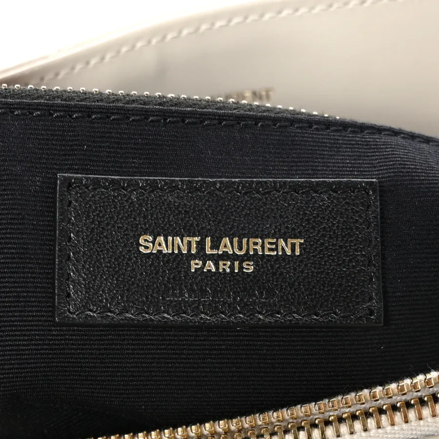 Saint Laurent Medium Loulou Chain Satchel Crema Soft Y-Quilted Monogram Calfskin Leather Silver Hardware