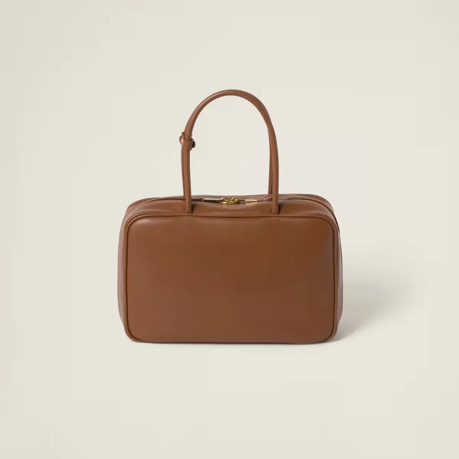 Miu Miu Beau Calfskin Leather Brown Top-Handle Bags