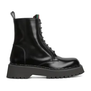 Gucci black webbing woven short boots