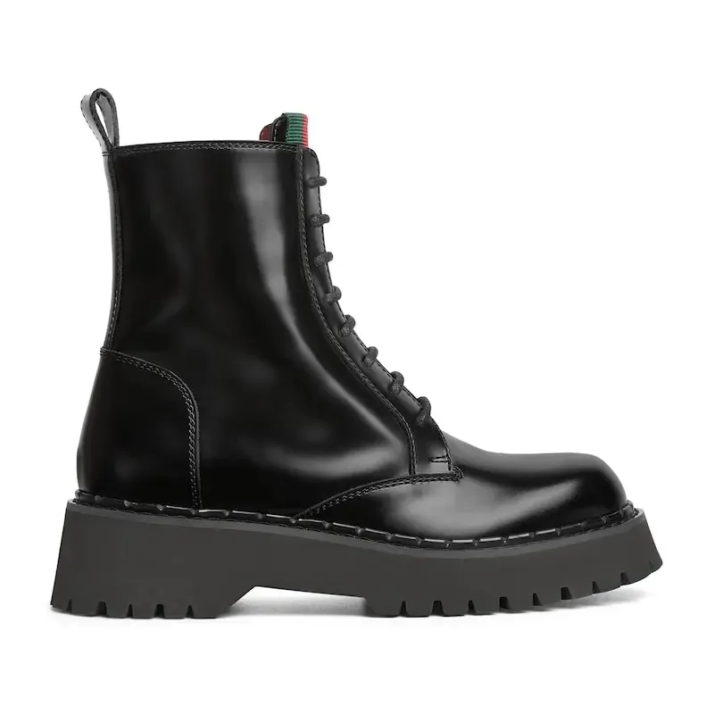 Gucci black webbing woven short boots