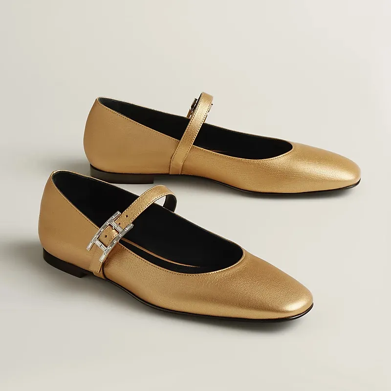 HERMES Jane Golden color Ballet Shoes