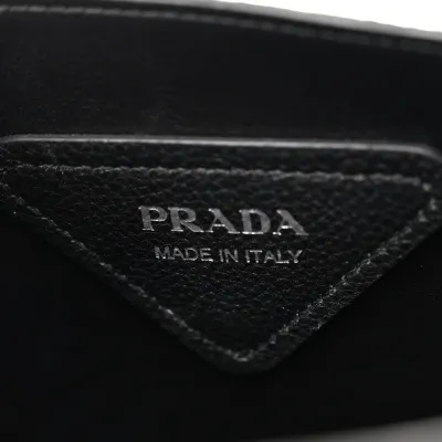 Prada Medium Dynamique Tote Black Vitello Daino Leather