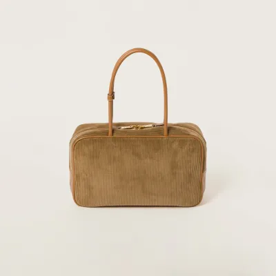 Miu Miu Aventure Nappa Corduroy Beige Brown Top-Handle Bags