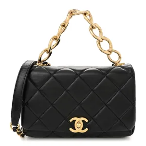 Chanel Color Match Flap Small Black Quilted Lambskin Leather Gold Hardware