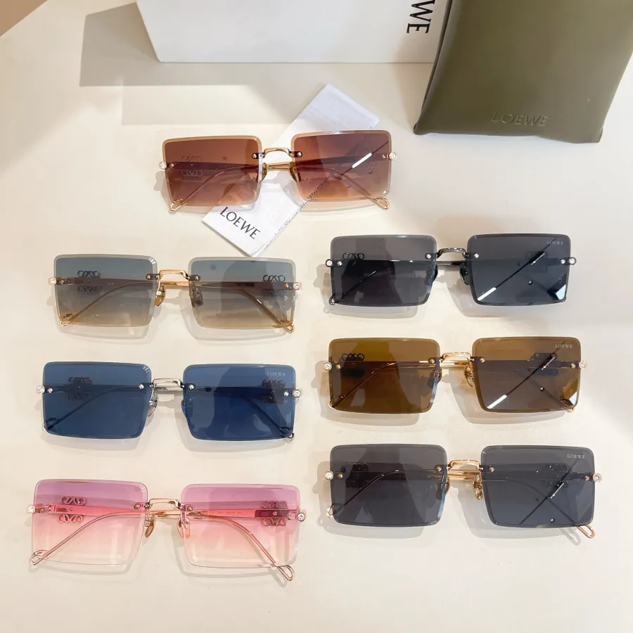 Loewe square frame glasses pink/black/black gold/rust/brown/blue/blue orange color Size 51口21-140