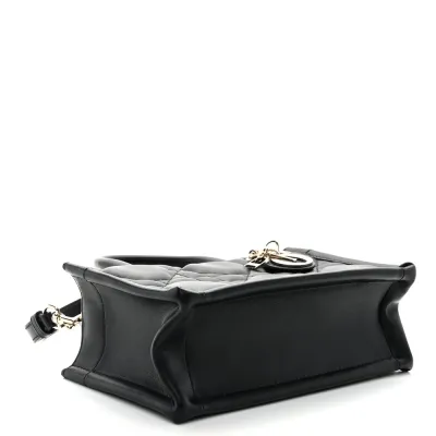 Dior Mini Book Tote Black Macrocannage Calfskin Leather Light Gold Hardware