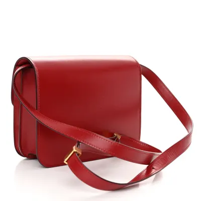 Celine Small Teen Classic Box Flap Bag Red Box Calfskin Leather Gold Hardware