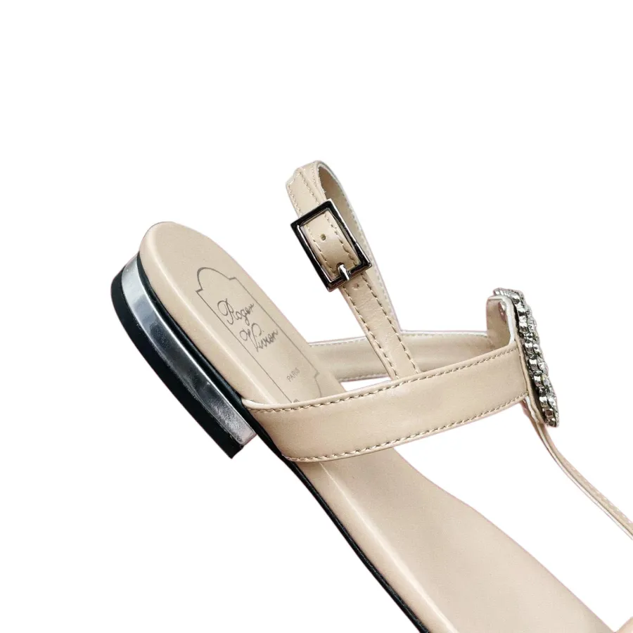 Roger Vivier Viv' By The Sea Sandals In White/Black/Blue/Silver/Brown Leather With Crystal Buckle