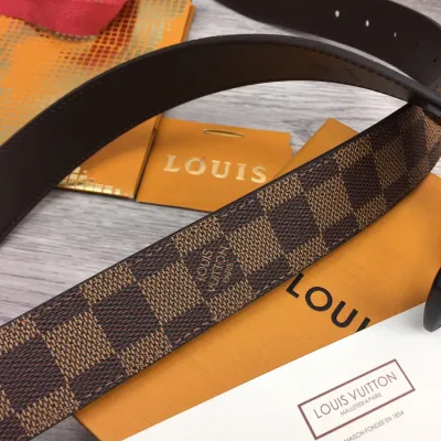 Louis Vuitton Men's Timeless Reversible Belt In Brown/Black Monogram And Damier Canvas With Black Hardware 35mm
