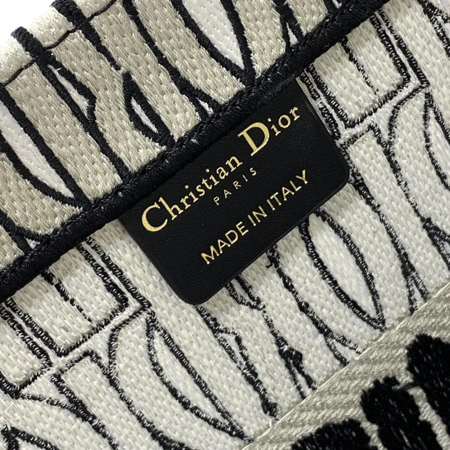 Dior Medium Dior Book Tote In White And Beige/Pink/Blue Miss Dior Allover Embroidered Canvas