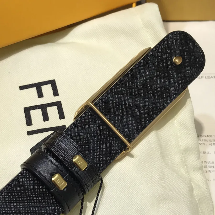 Fendi Women's O Lock Buckle Belt In Black Calfskin With Gold Hardware 30mm