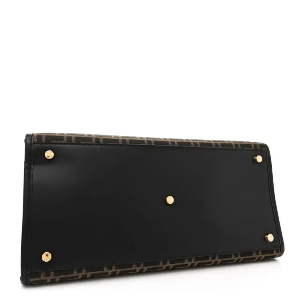 Fendi Large Fendace FF Medusa Studded Fendi Sunshine Shopper Tote (F x V) Marrone/Fuxia Jacquard Fabric, Calfskin Leather, & Plexiglass Gold Hardware - Image 6