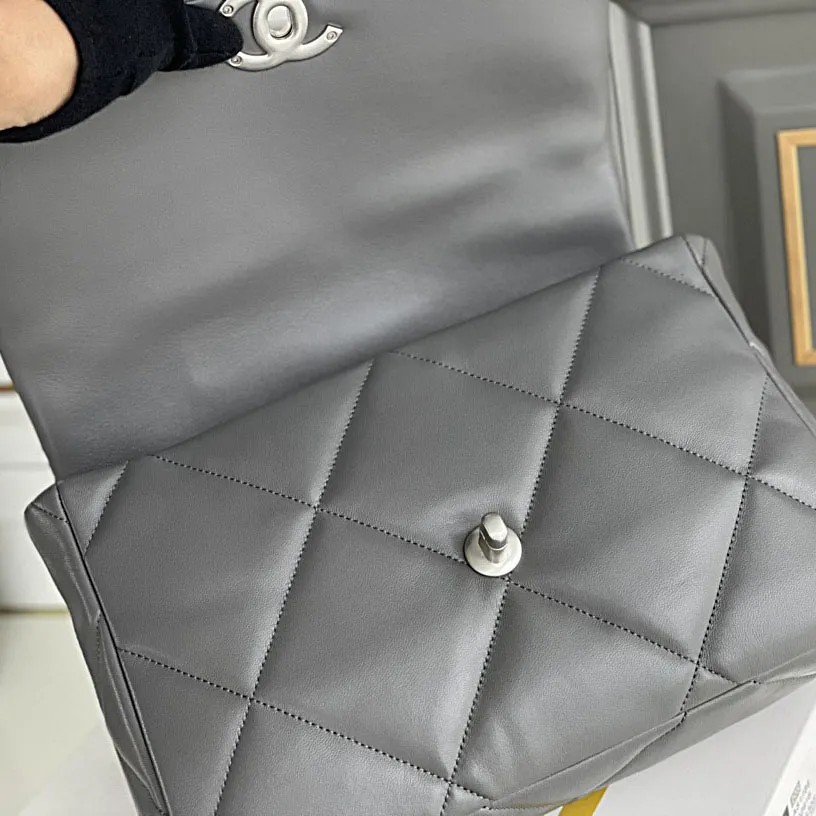 Chanel 19 Bag Deep Grey / Pink / Apricot Color 30cm Crossbody Bags