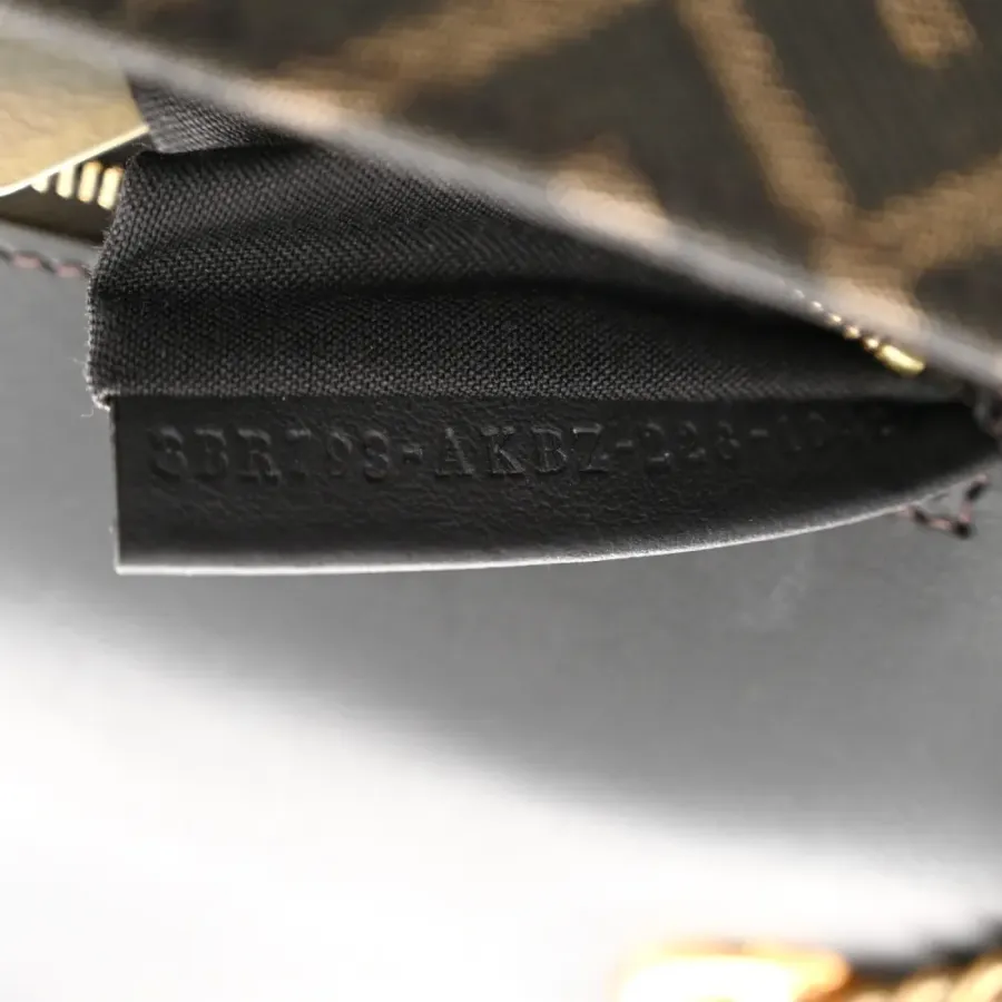 Fendi FF 1974 Midi Chain Baguette Tobacco/Moro Jacquard Fabric Aged Gold Hardware