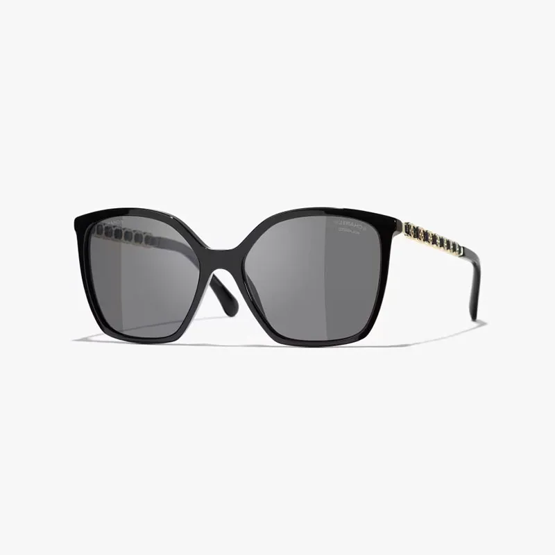CHANEL square frame glasses black color size 57-17-140
