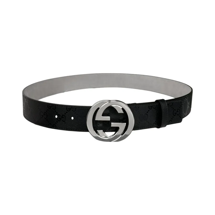 Gucci Men's Interlocking G Buckle Belt In Black GUCCI Marmont Canvas With Gold/Silver/Gun Black/Black Hardware 40mm