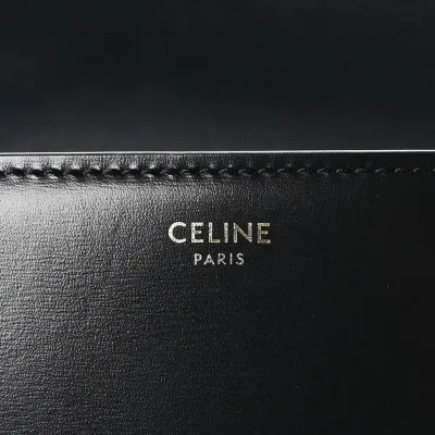 Celine Small Triomphe Bag Black Shiny Calfskin Leather Gold Hardware