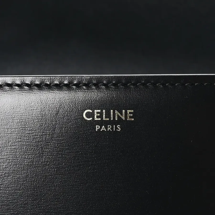 Celine Small Triomphe Bag Black Shiny Calfskin Leather Gold Hardware