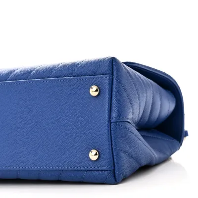 Designer Coco Handle Handbag – Small Blue Chevron