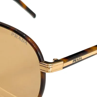 Prada Aviator glasses leopard brown/purple/black/eggplant/maroon silver color Size 56口15-145