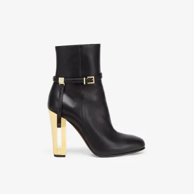 FENDI Black leather high heel ankle boots
