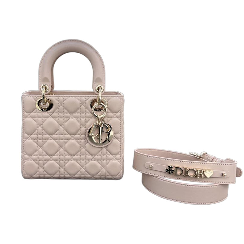 Dior Lady Pink Pele de Cordeiro Hardware Dourado