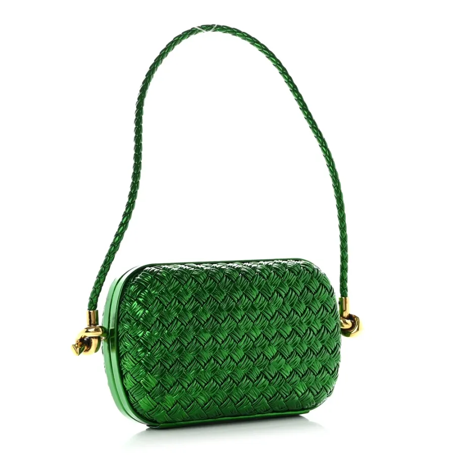Bottega Veneta Mini Intrecciato Knot on Strap Metallic Envy Calfskin Leather