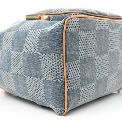 Louis Vuitton Montsouris Backpack MM Bleu Damier Denim 3D Gold Hardware