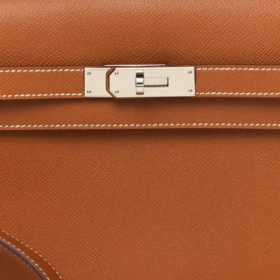 Hermès Kelly Dépêches 25 Pouch Brown Epsom Leather Silver Hardware