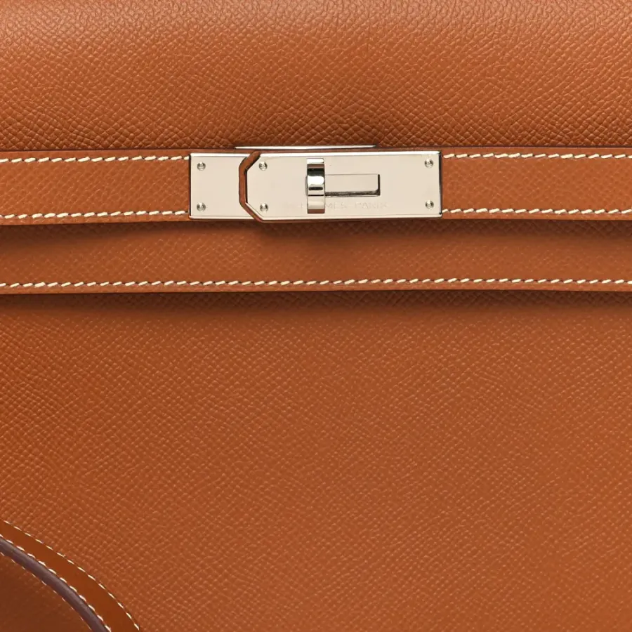 Hermès Kelly Dépêches 25 Pouch Brown Epsom Leather Silver Hardware