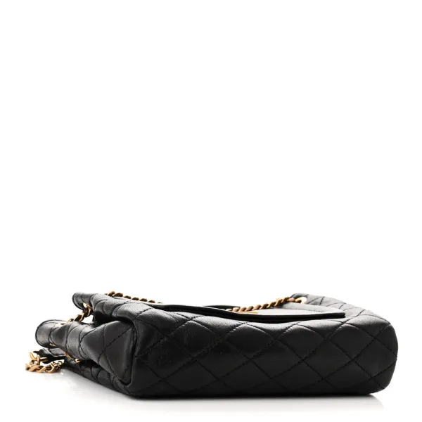 Saint Laurent Mini Nolita Black Quilted Monogram Lambskin Leather Aged Gold Hardware - Image 6