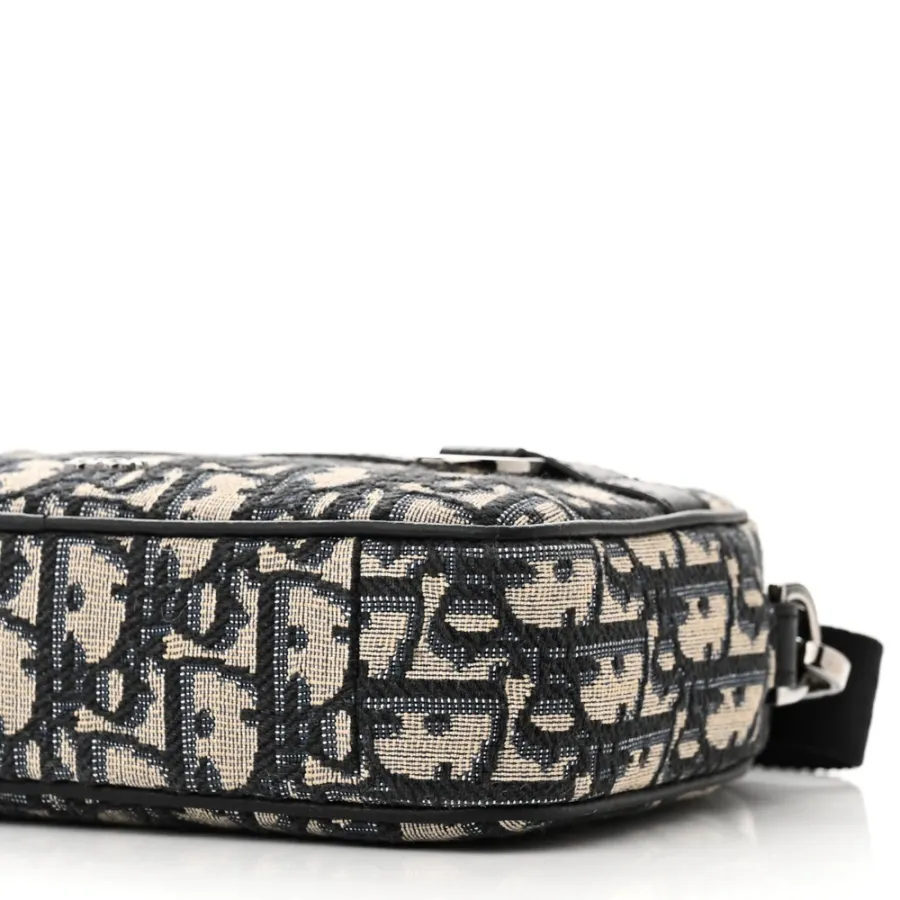 Dior Mini Safari Messenger Navy Blue Oblique Canvas Silver Hardware