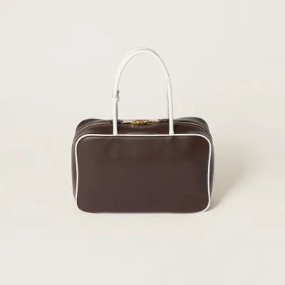 Miu Miu Beau Calfskin Leather Brown Top-Handle Bags