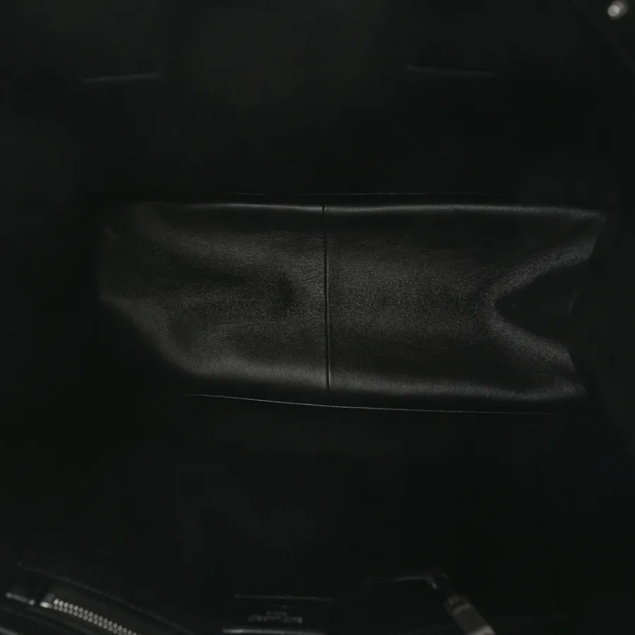 Saint Laurent Small Rive Gauche Tote Black Smooth Calfskin Leather