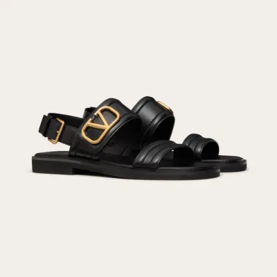 VALENTINO Black Flat calfskin sandals