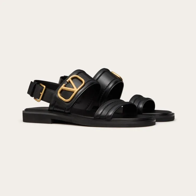 VALENTINO Black Flat calfskin sandals