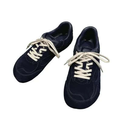 Bottega Veneta Orbit Flash Sneakers In Dark Blue Suede Lace-Up Sneaker