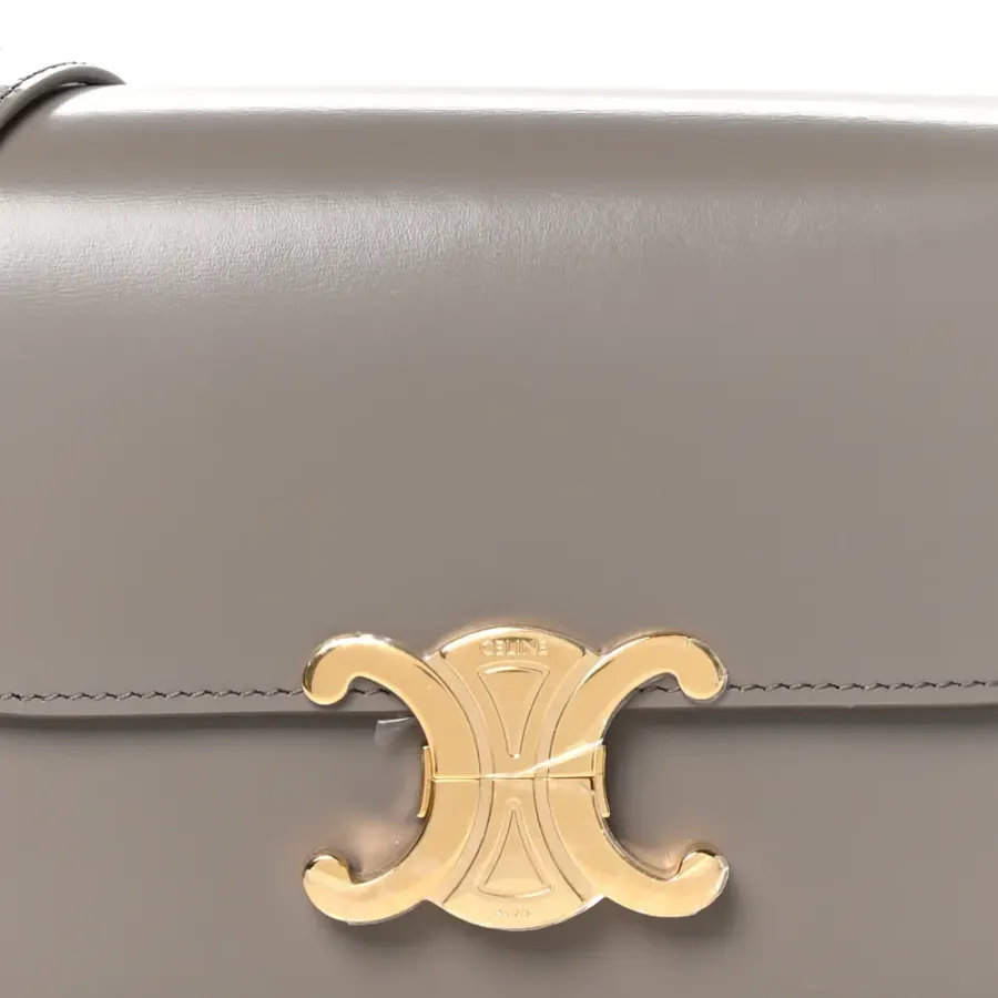 Celine Small Teen Triomphe Bag Pebble Shiny Calfskin Leather Gold Hardware